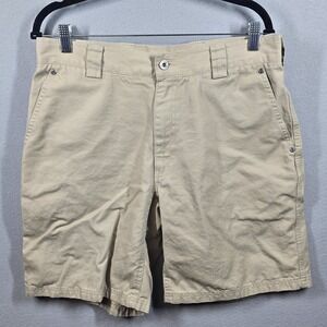 Duluth Trading Co Shorts Mens 34 Khaki Tan Cargo Utility Workwear Cotton Outdoor
